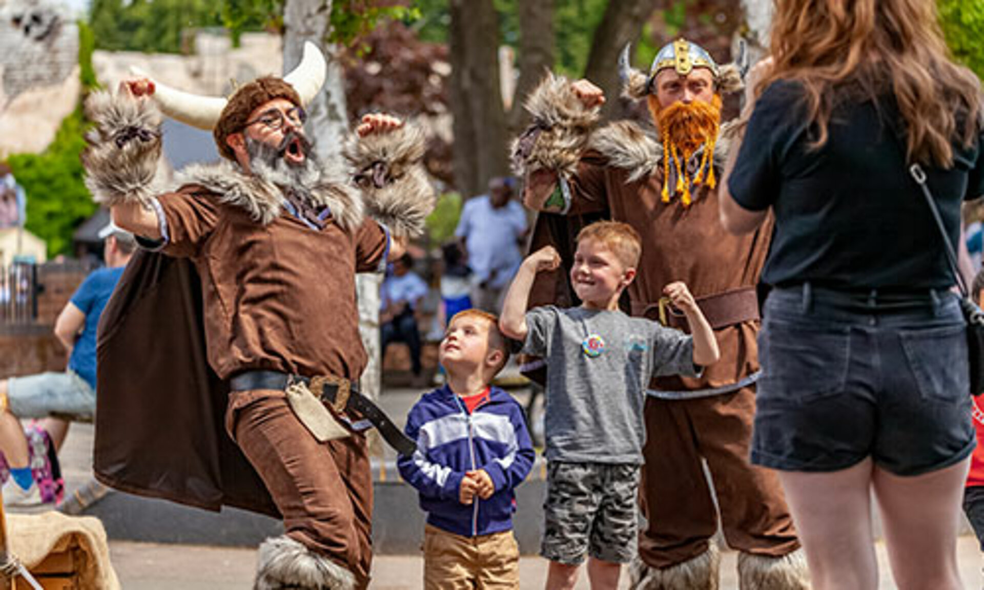 Vikings interacting with guests